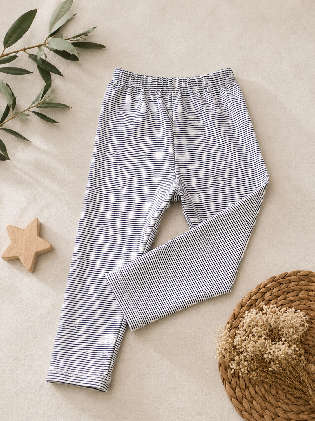 Leggings weiß blau gestreift