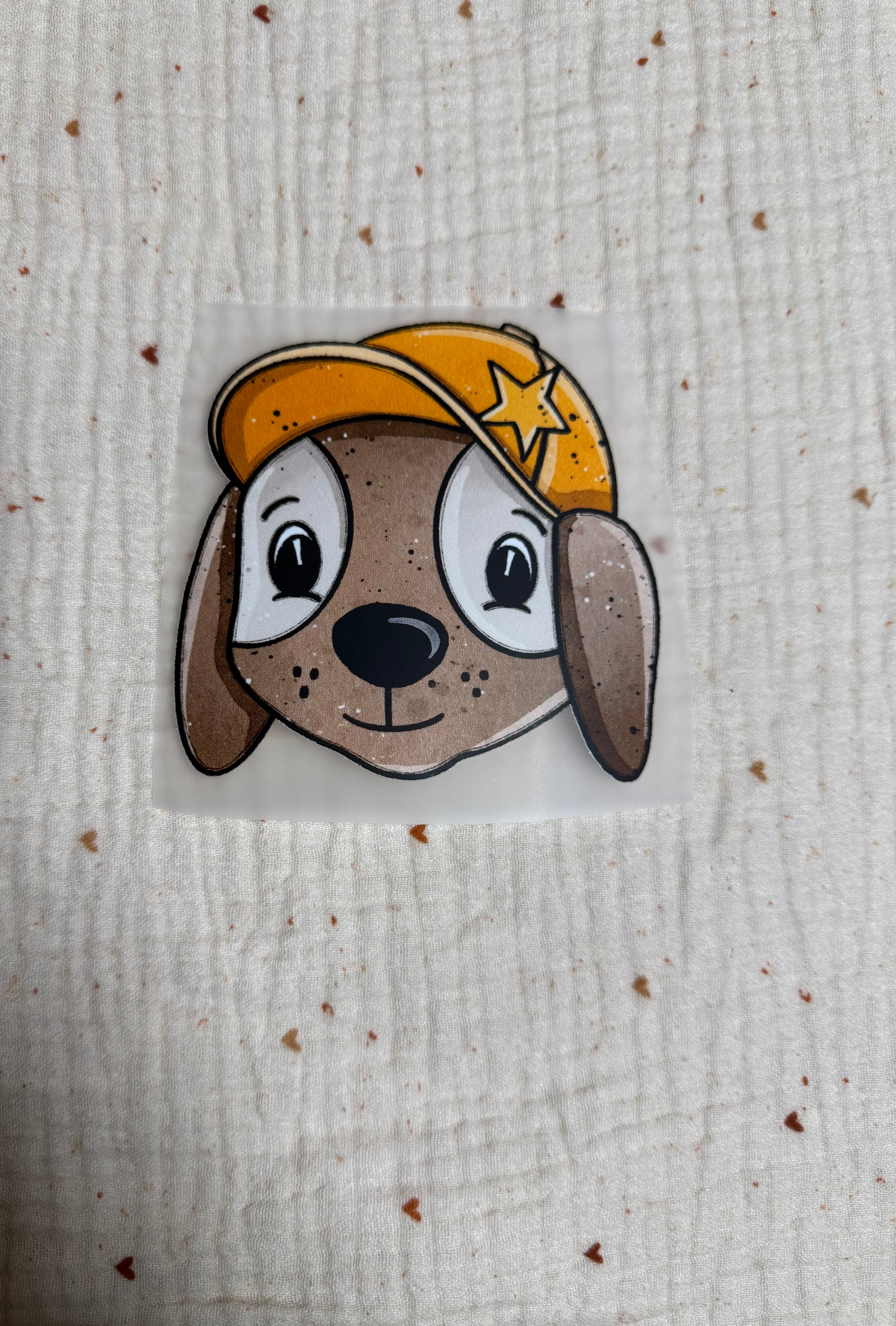 Bügelbild "Hund mit Sternen Mütze"