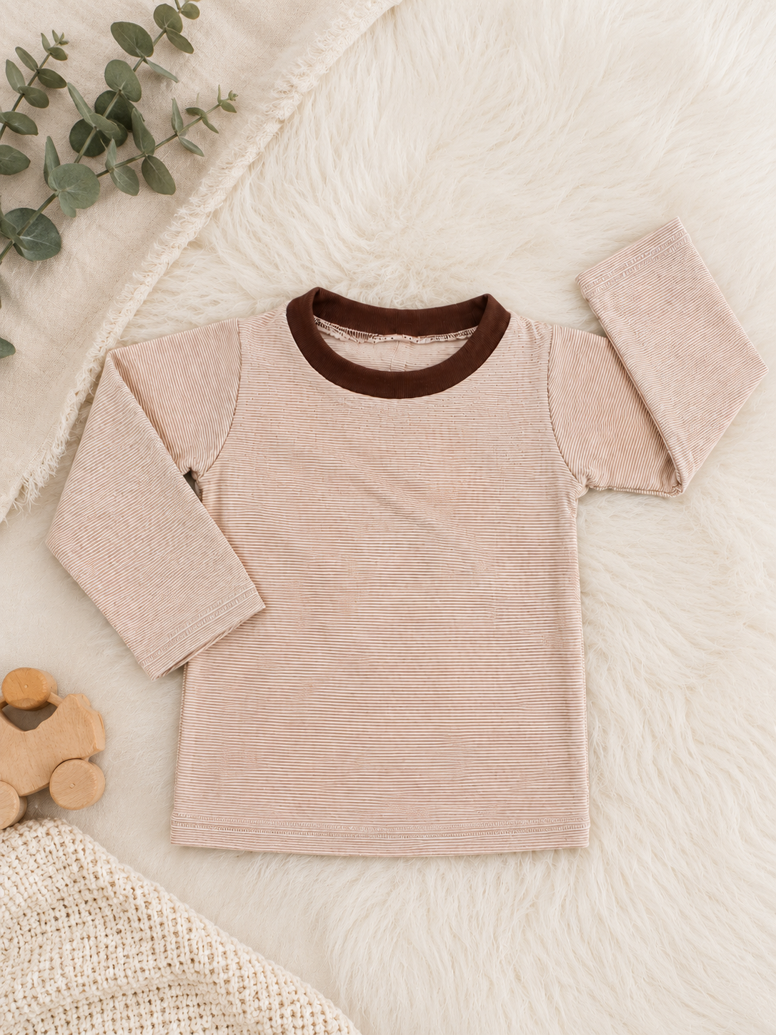 Langarmshirt Streifen braun