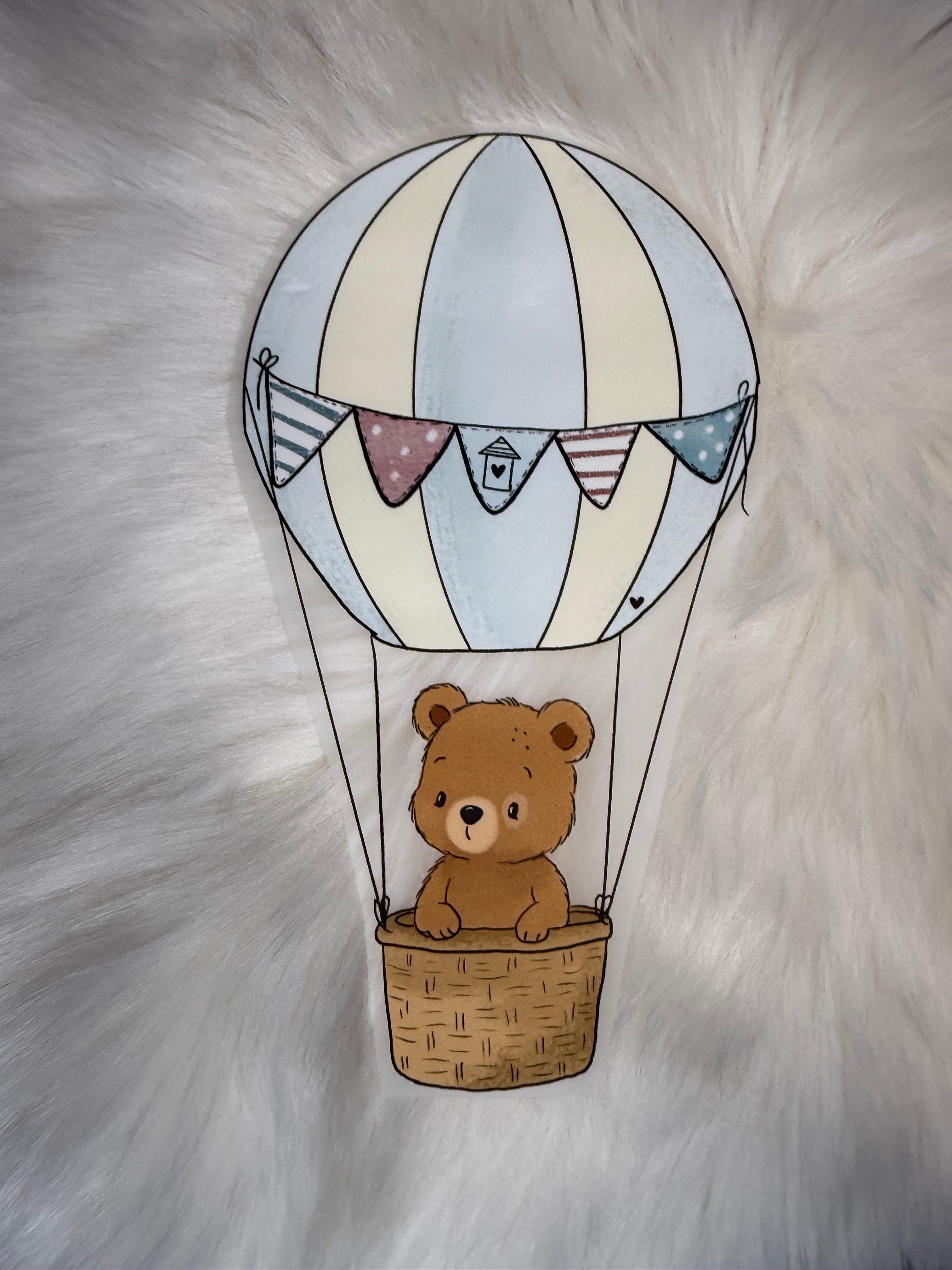 Bügelbild "Bär Heißluftballon