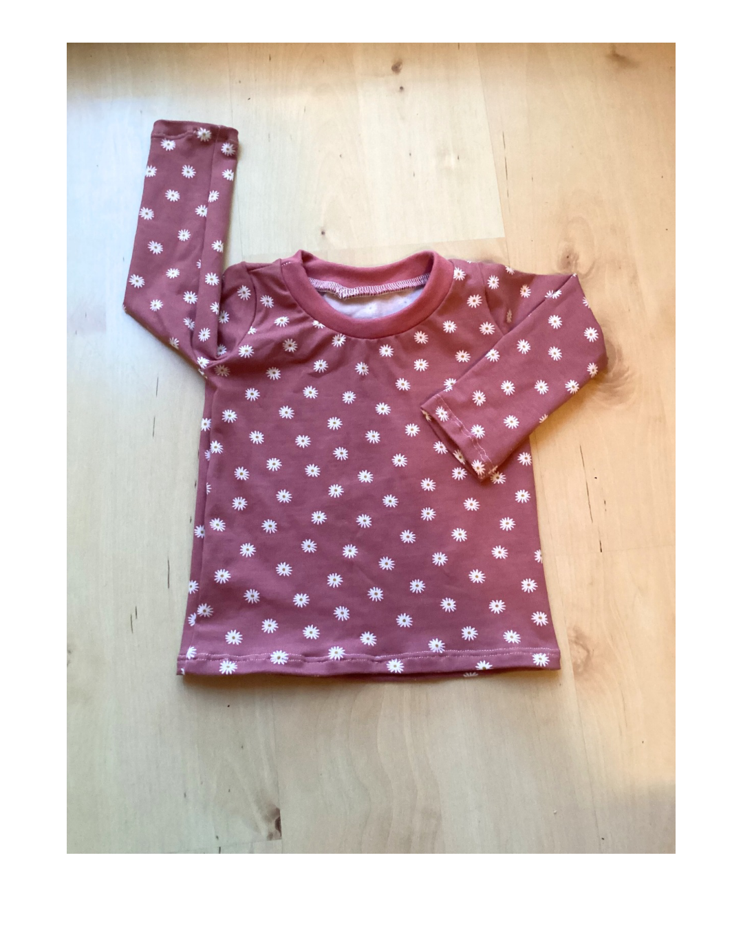 T-shirt manches longues fleurs rose ancien