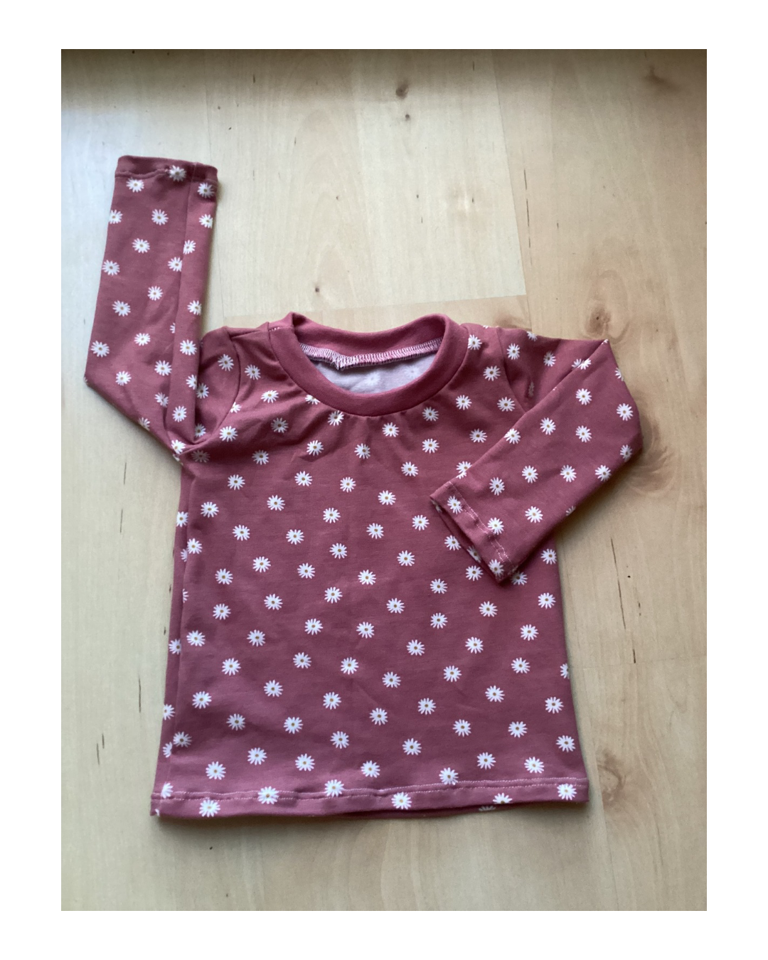 T-shirt manches longues fleurs rose ancien