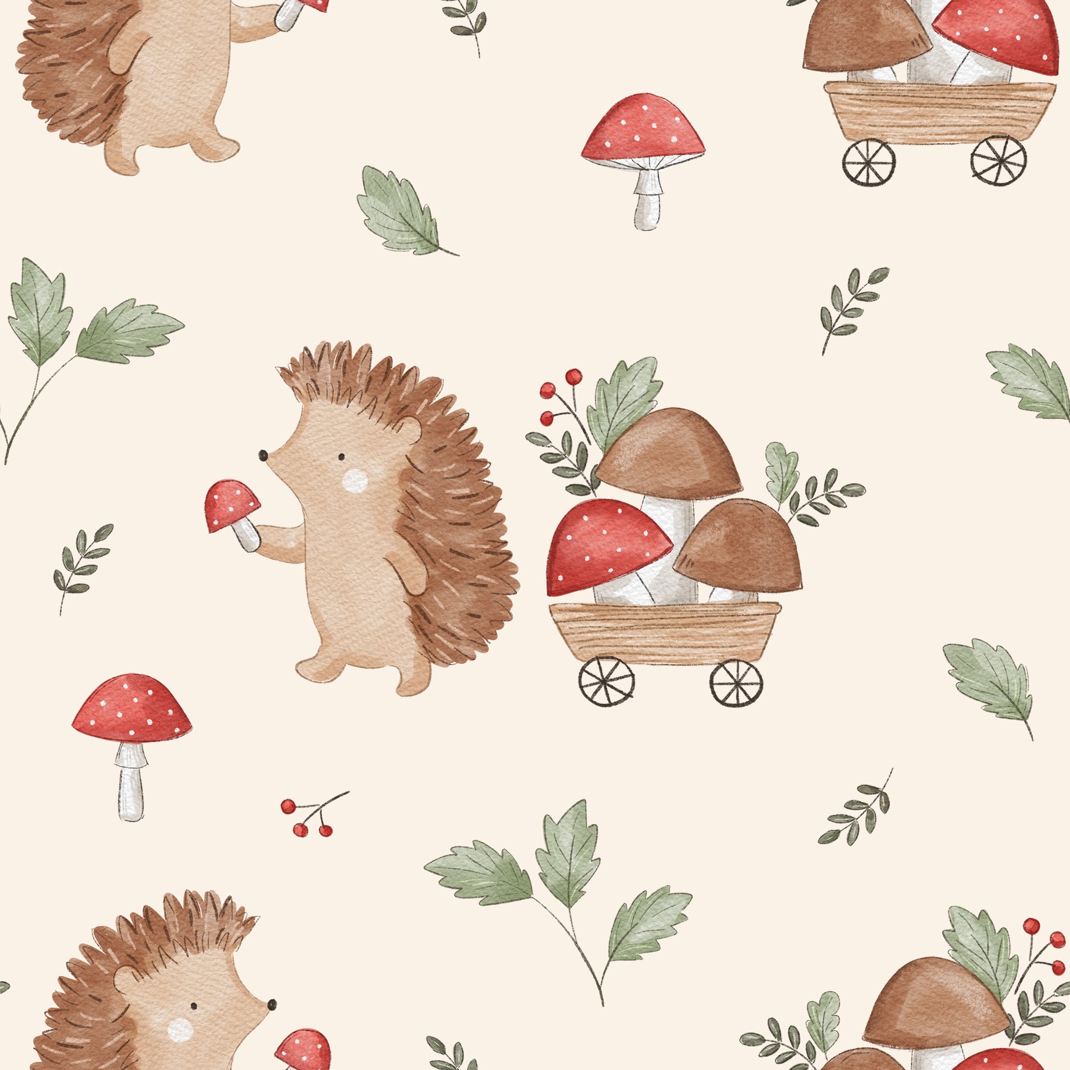 Igel mit Pilzen