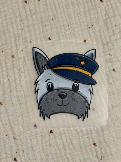 Bügelbild &quot;Hund mit Mütze&quot;