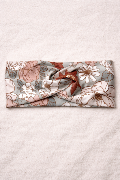 Bandeau fleurs kaki