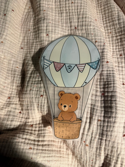 Bügelbild Teddy Heißluftballon