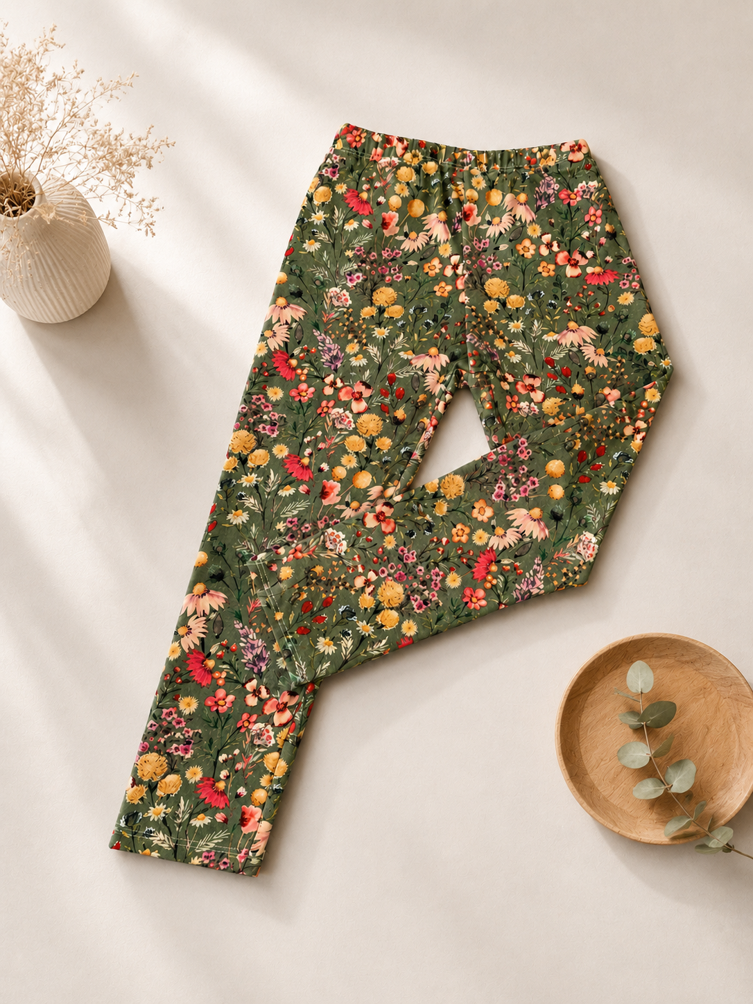 Leggings grün Blumen