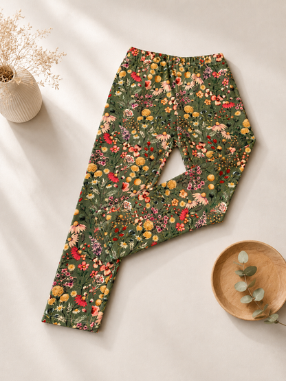 Leggings grün Blumen