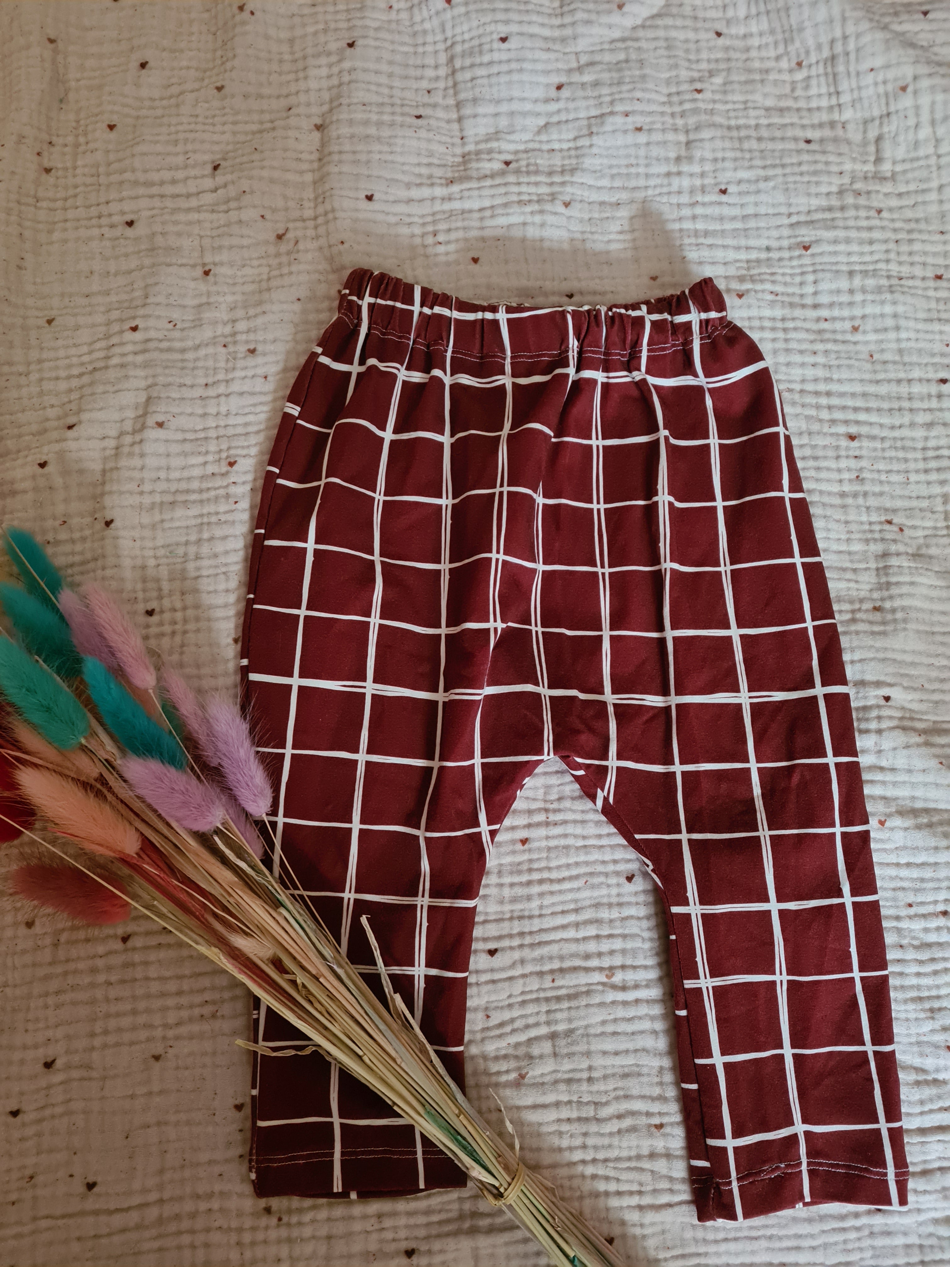 Leggings Karo weinrot