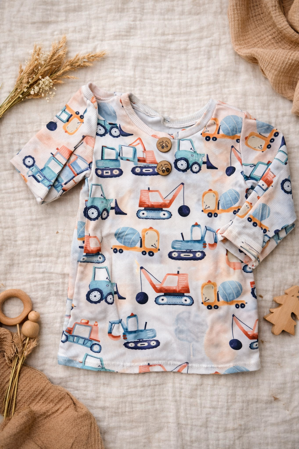 Langarm Rippshirt Fahrzeuge bunt