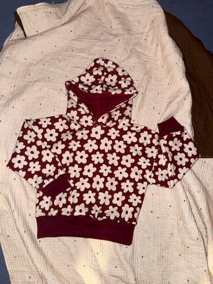Hoodie Blumen weinrot