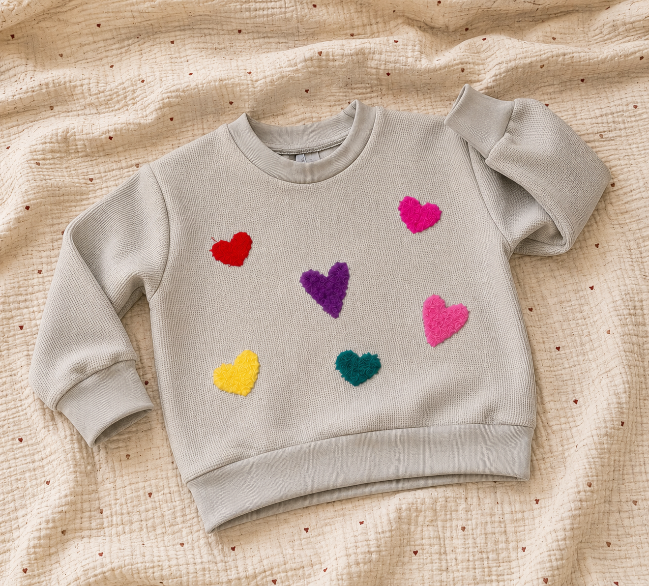 Oversize Pullover Plüsch Herzen
