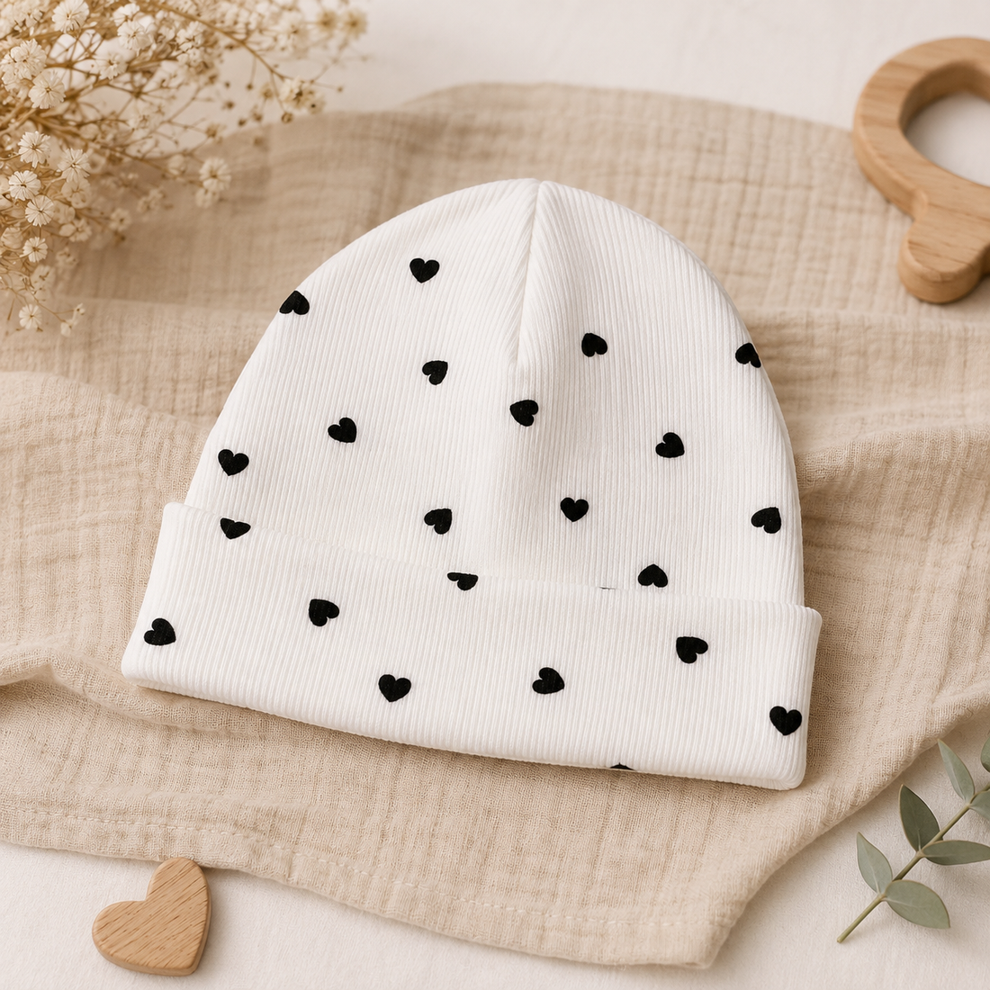 Beanie schwarze Herzen