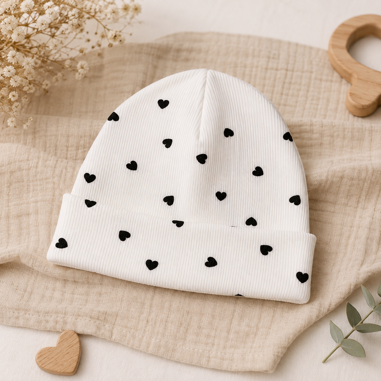Beanie schwarze Herzen