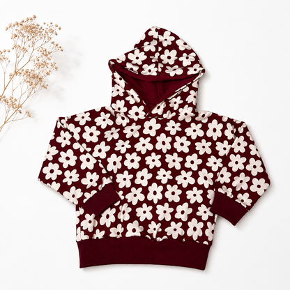 Hoodie Blumen weinrot