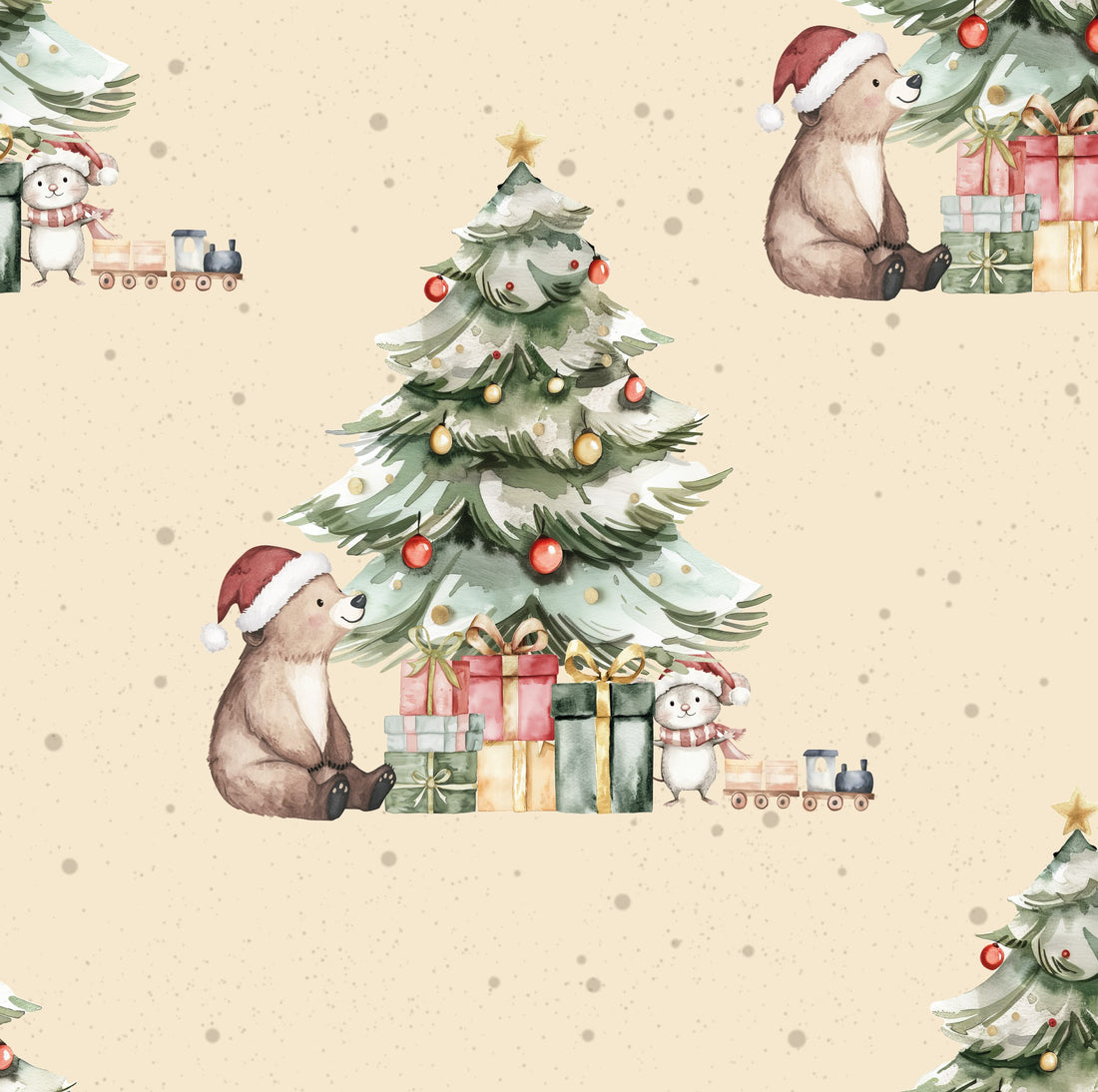 Ours avec sapin de Noël