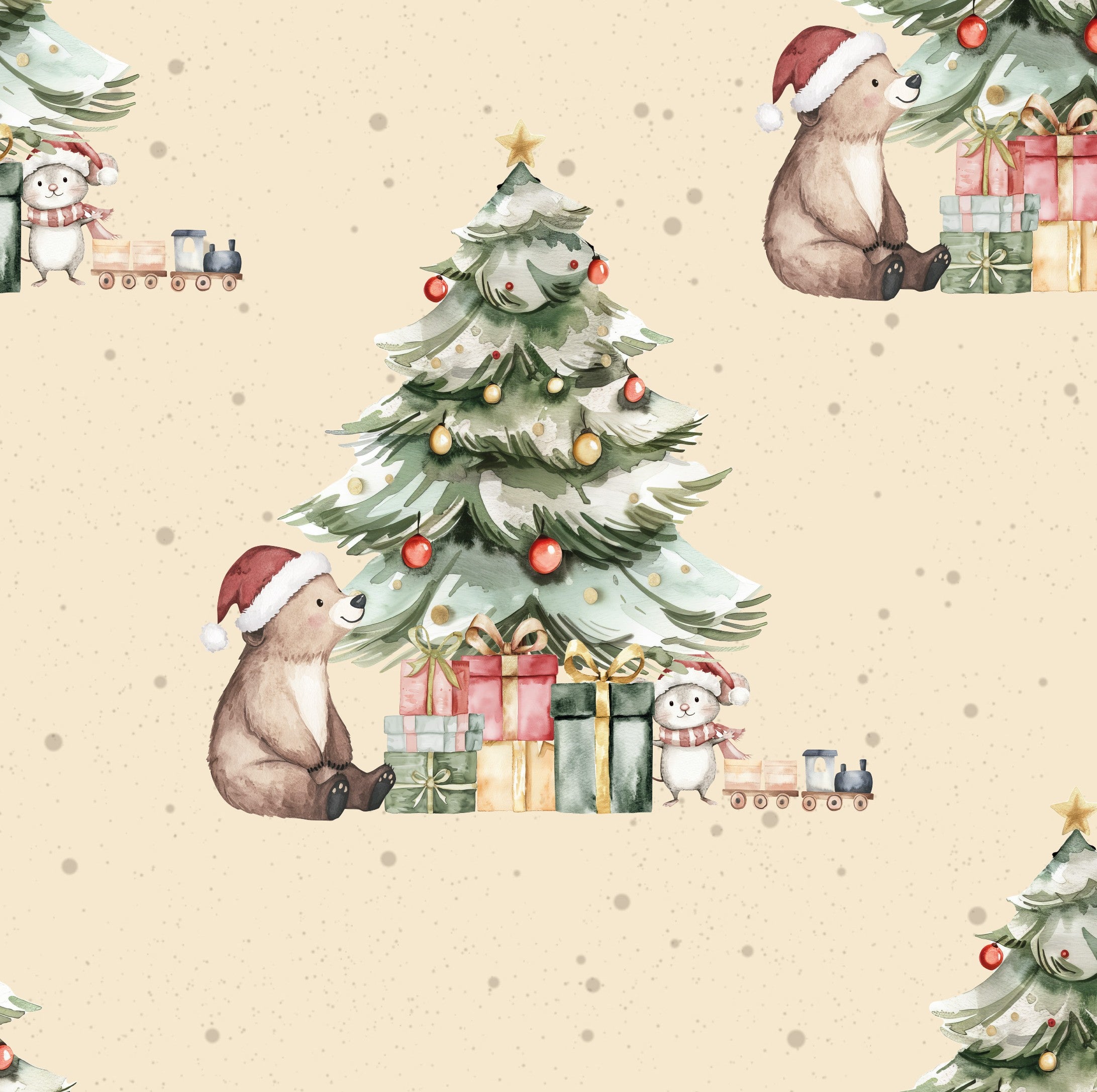 Ours avec sapin de Noël