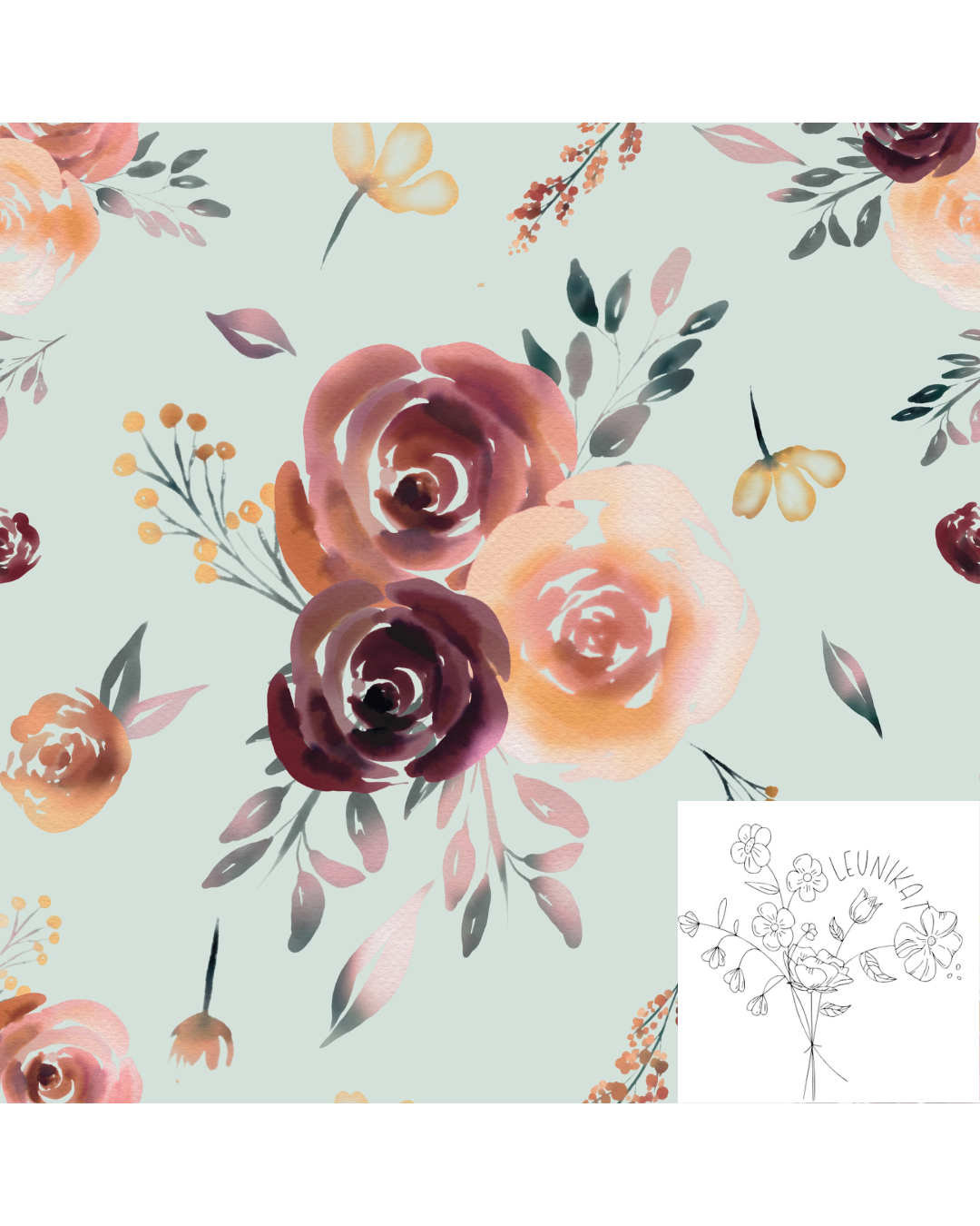 Blumen rosa auf mint