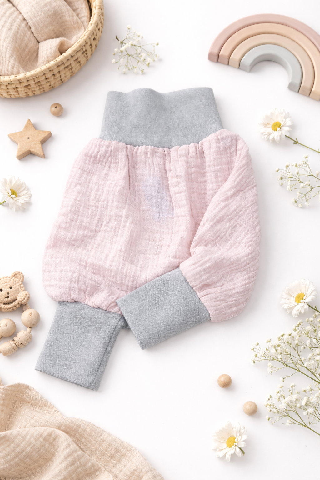 Sarouel en mousseline rose