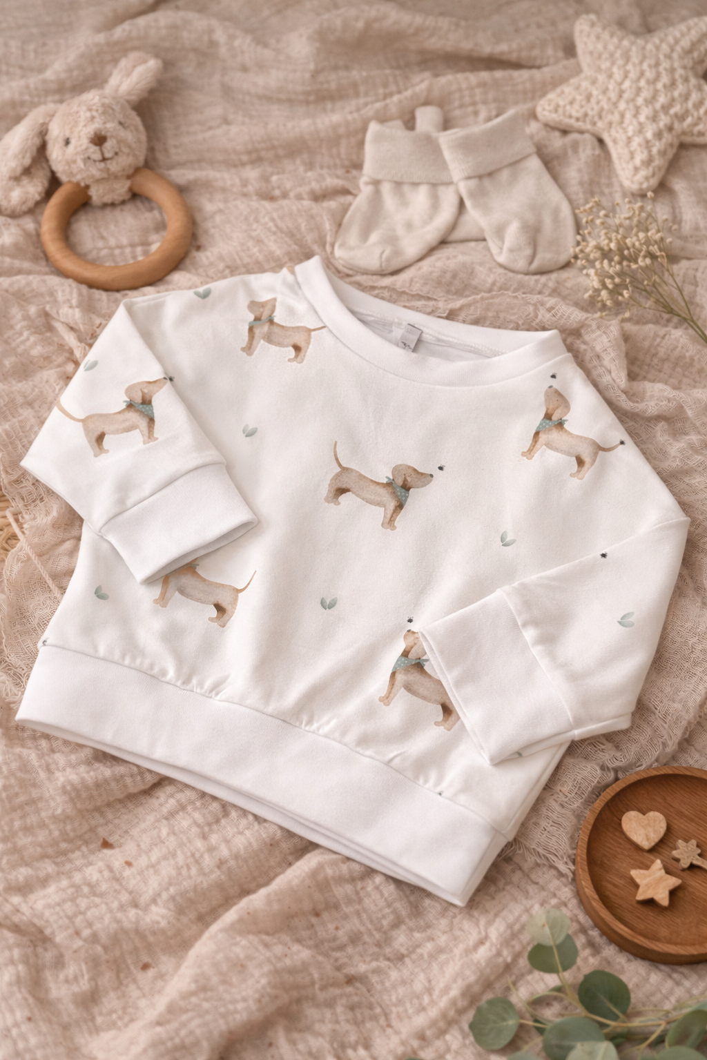 Oversize Pullover "Hund mit Biene"