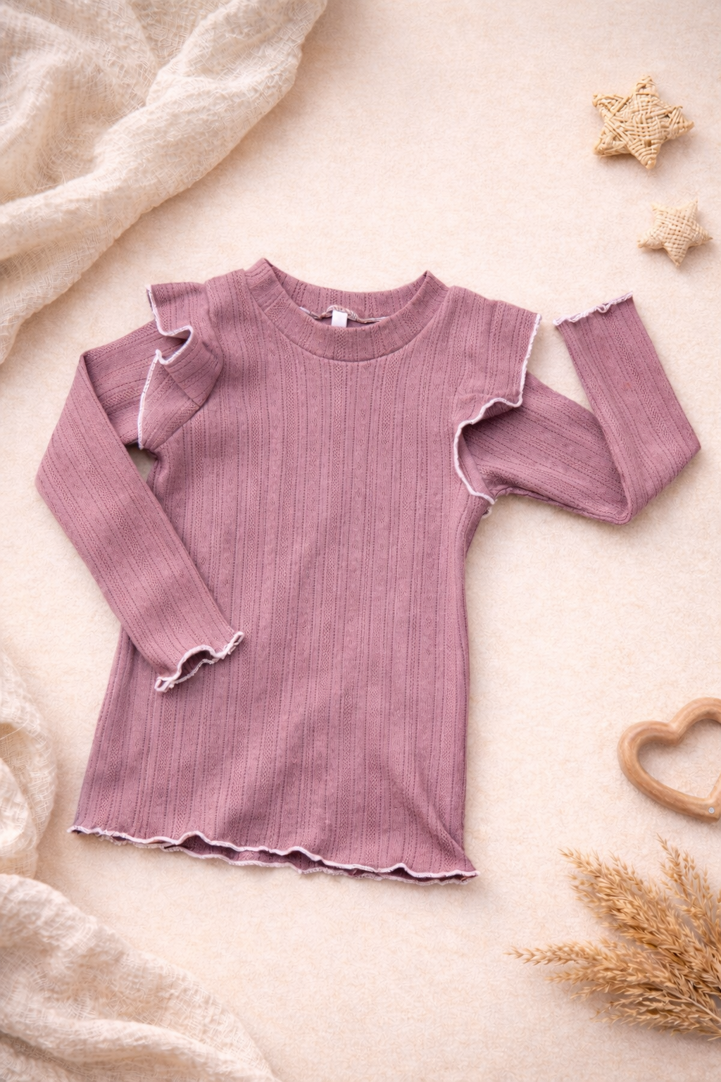 T-shirt côtelé mauve
