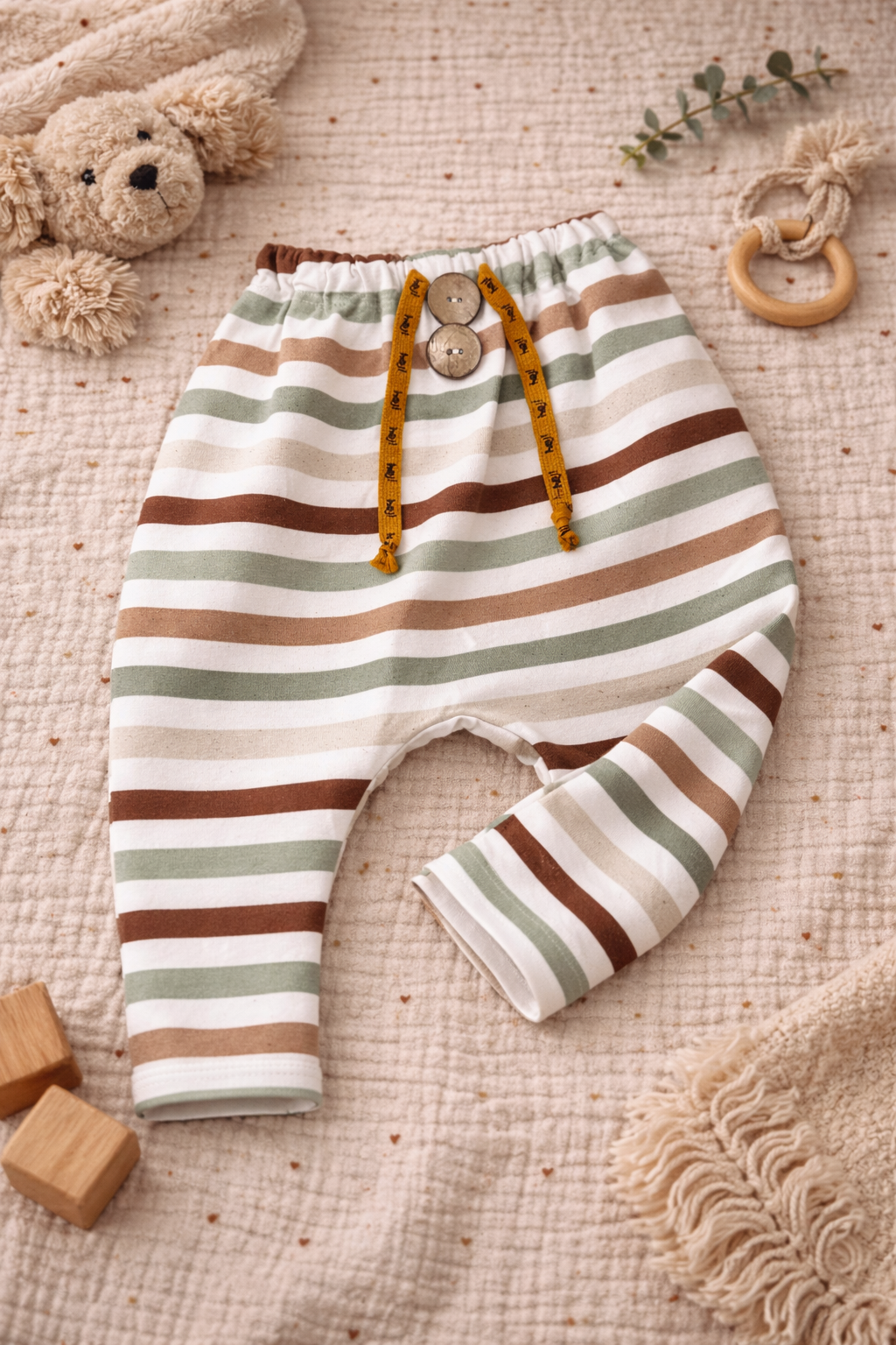 Leggings Streifen Erdtöne mit kordel