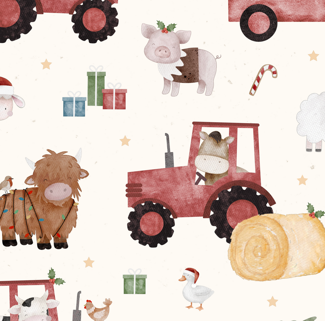 Christmas Farm mit rotem Traktor
