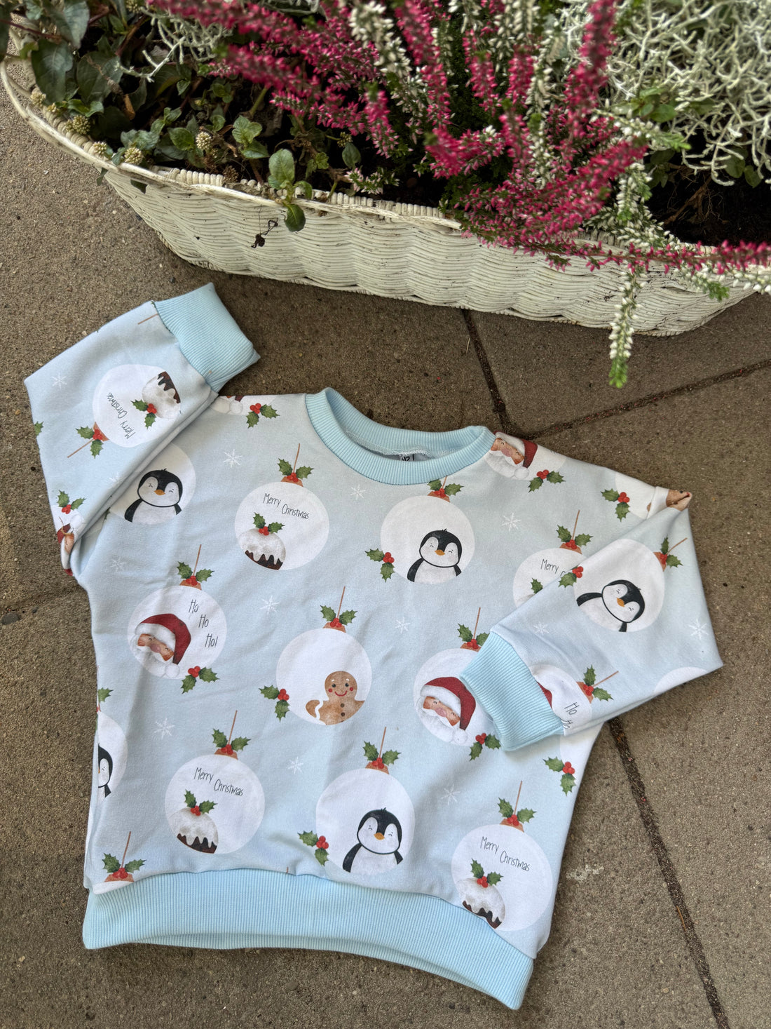 Oversize Sweater &quot;Weihnachtskugeln blau&quot;