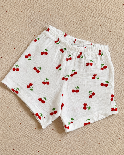 Shorts en mousseline cerises