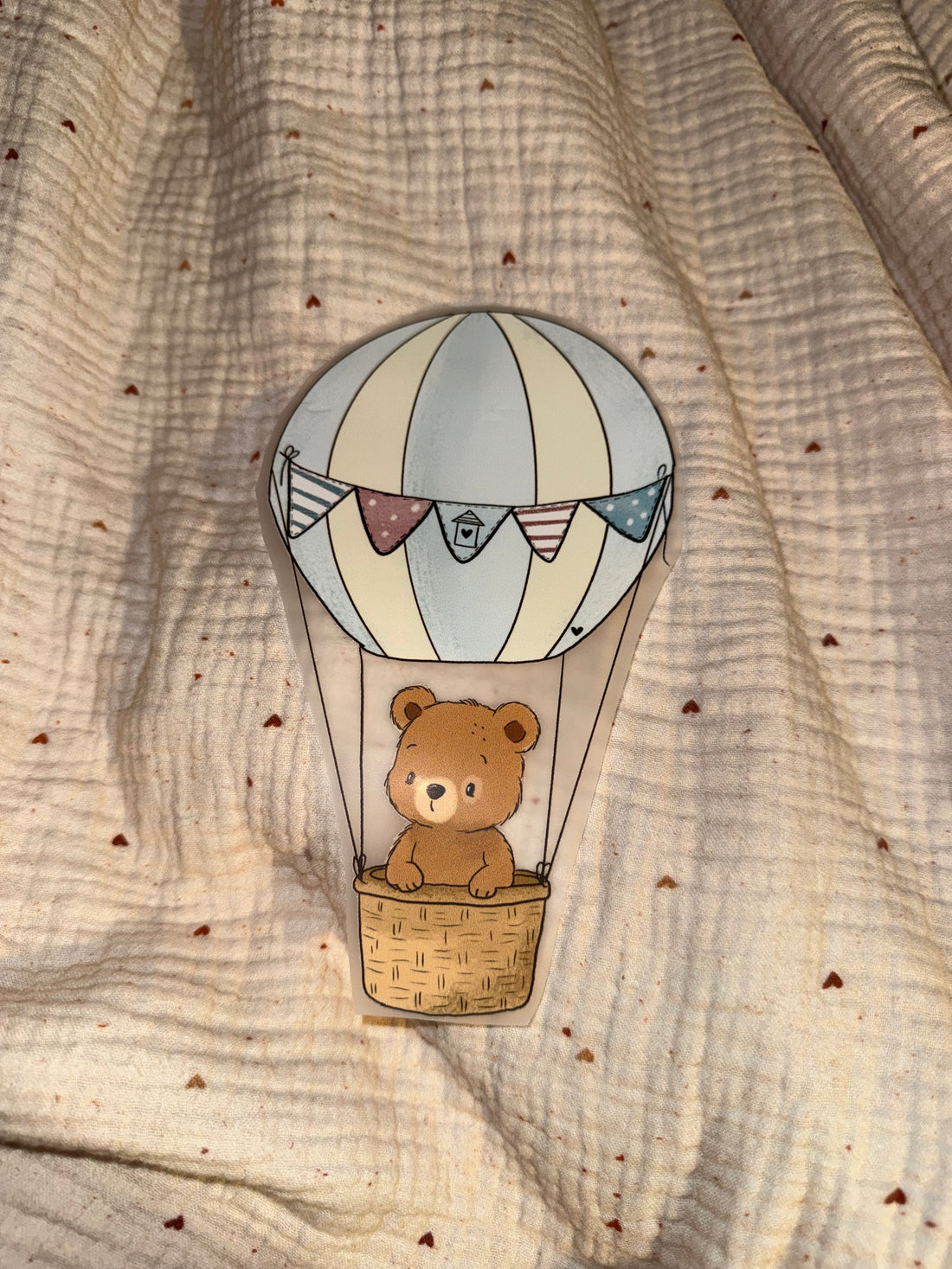 Bügelbild Teddy Heißluftballon