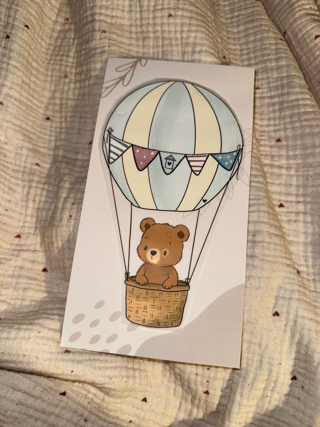 Bügelbild Teddy Heißluftballon
