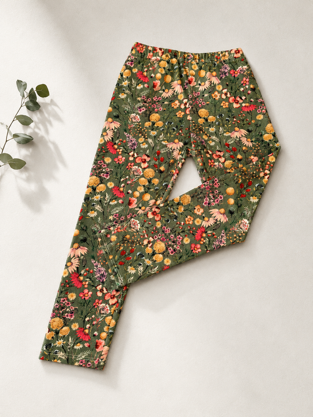Leggings grün Blumen
