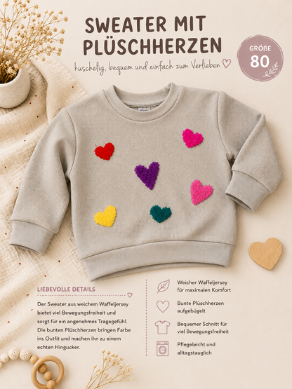 Oversize Pullover Plüsch Herzen