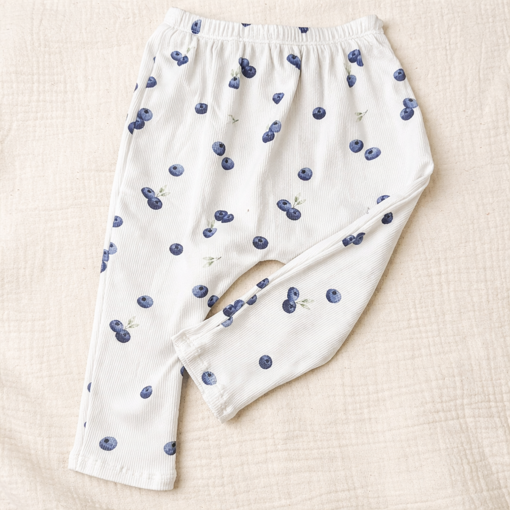 Legging myrtille en jersey côtelé