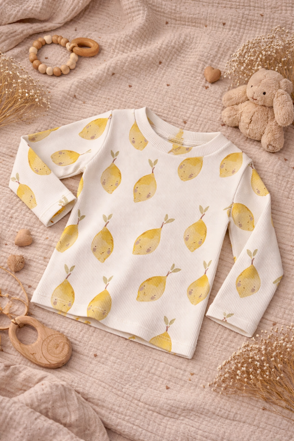 Rippshirt Langarm Zitronen