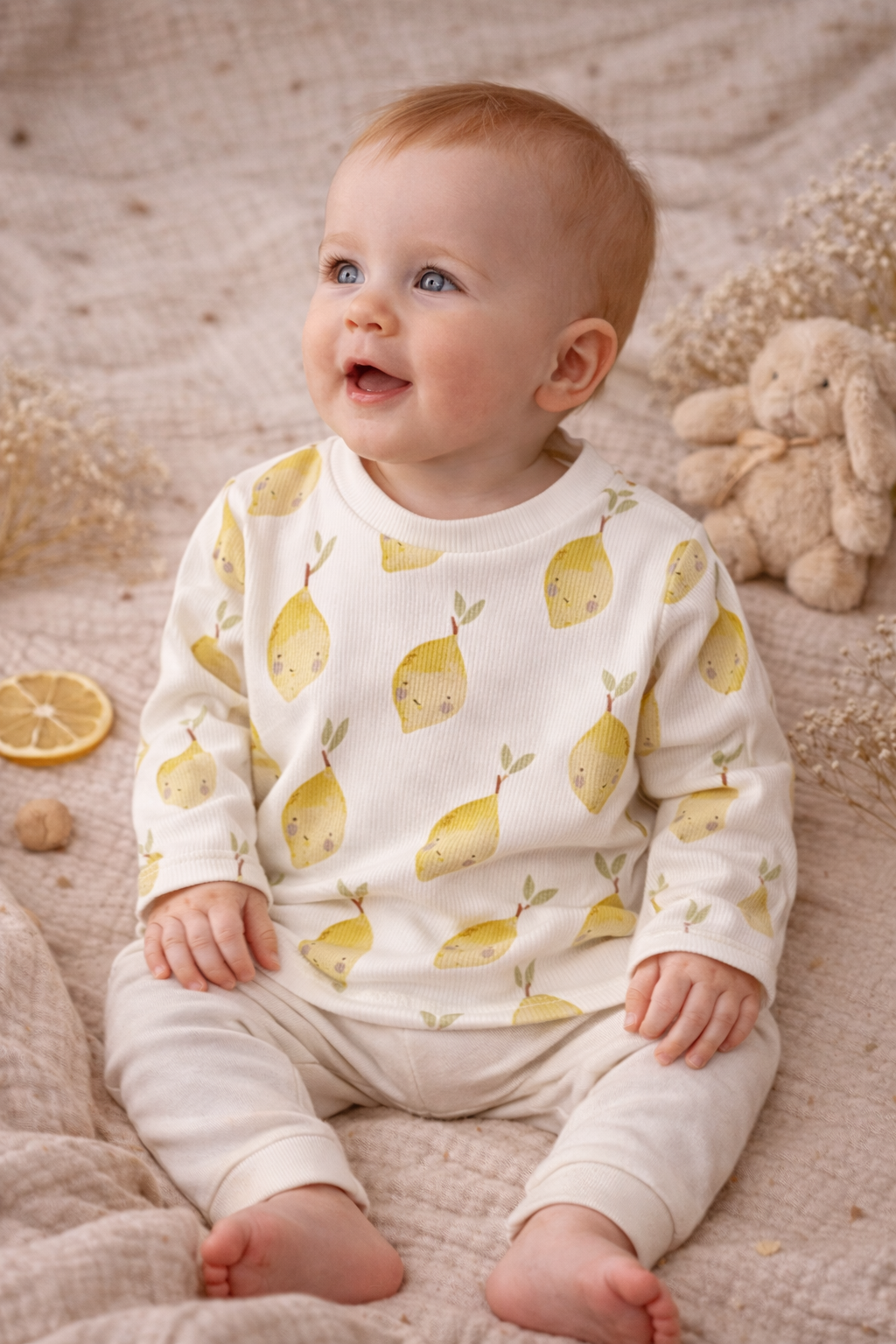 Rippshirt Langarm Zitronen