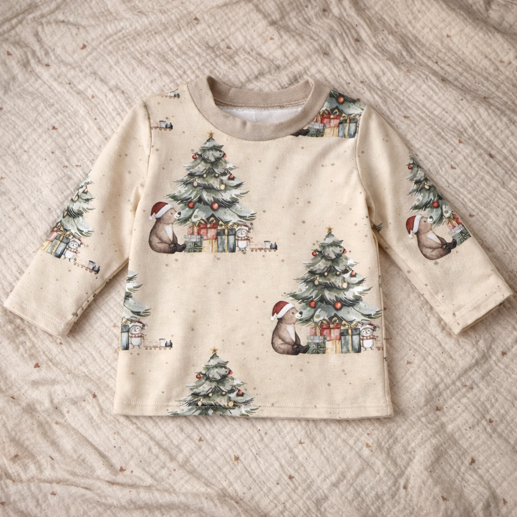 Langarm Pullover Bär mit Tannenbaum