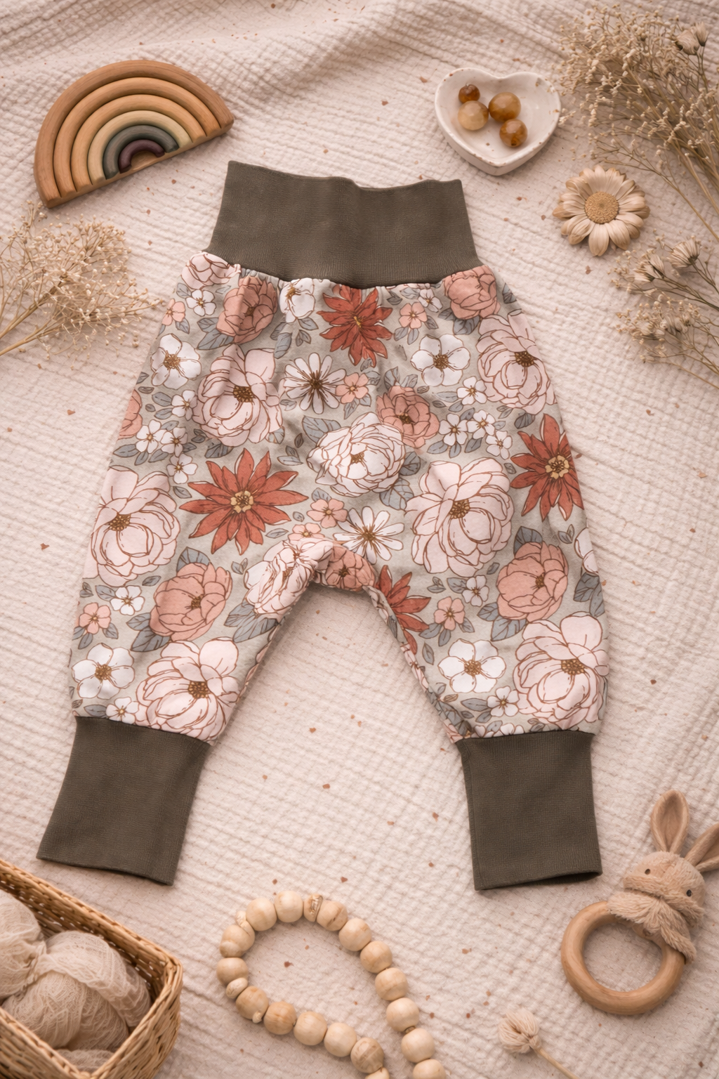 Sarouel fleuri kaki