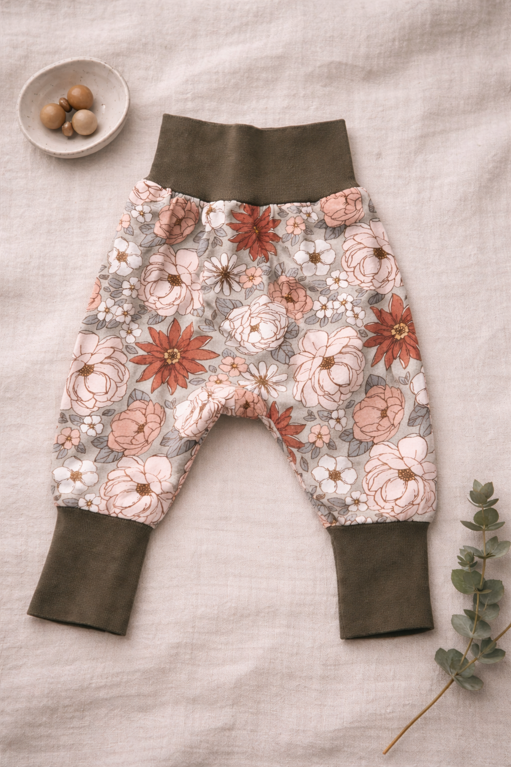 Sarouel fleuri kaki