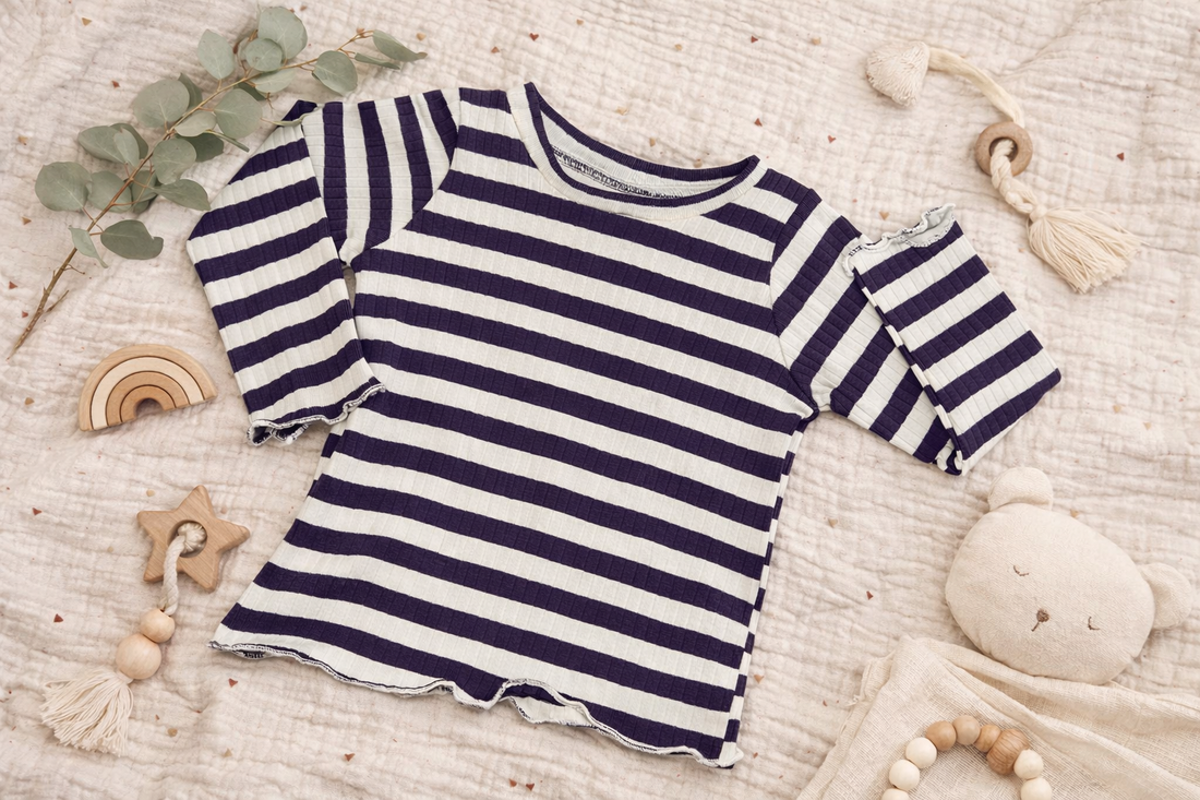 Rippshirt/ Langarmshirt Lila gestreift