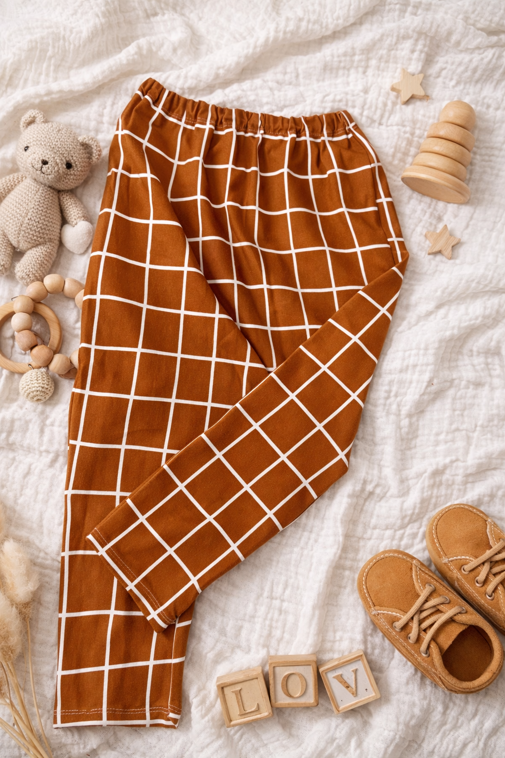 Leggings à carreaux marron