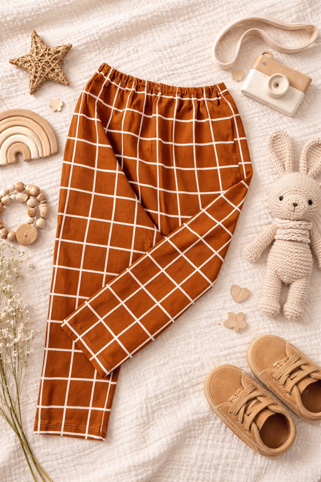 Leggings à carreaux marron