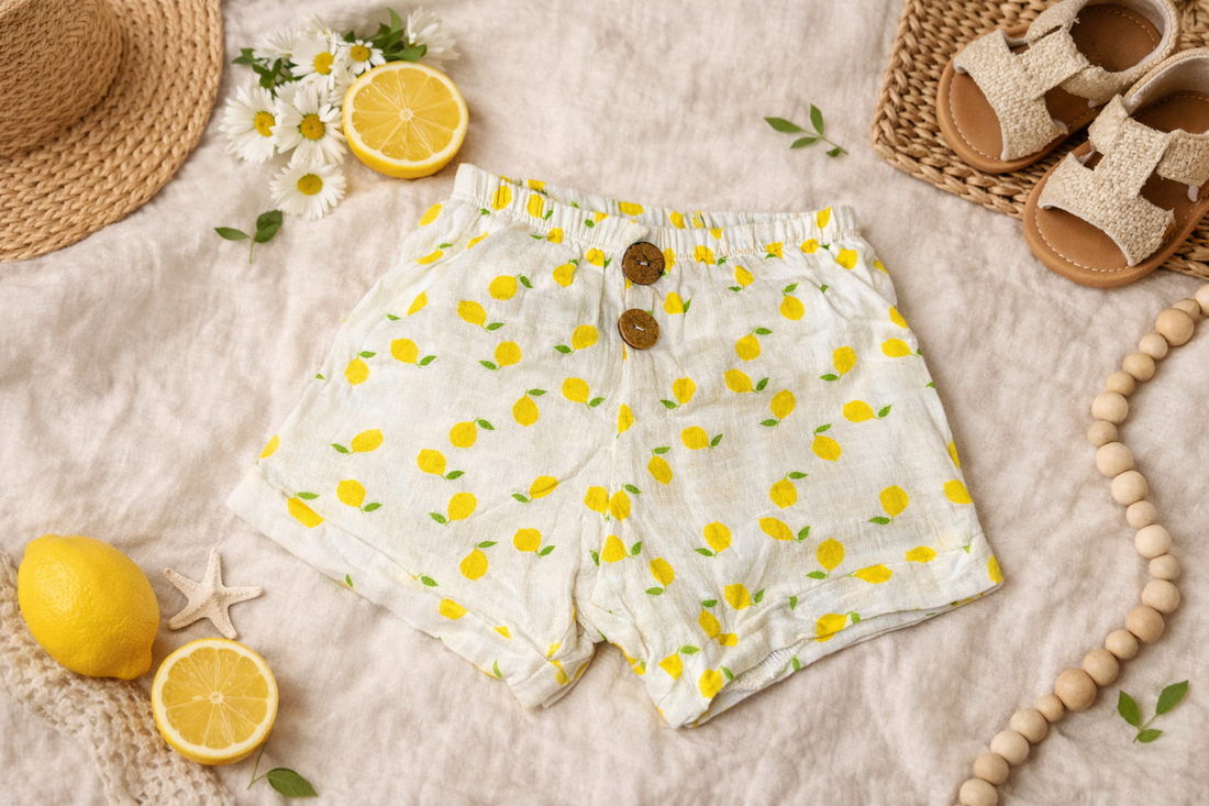 Musselin Hose Zitronen