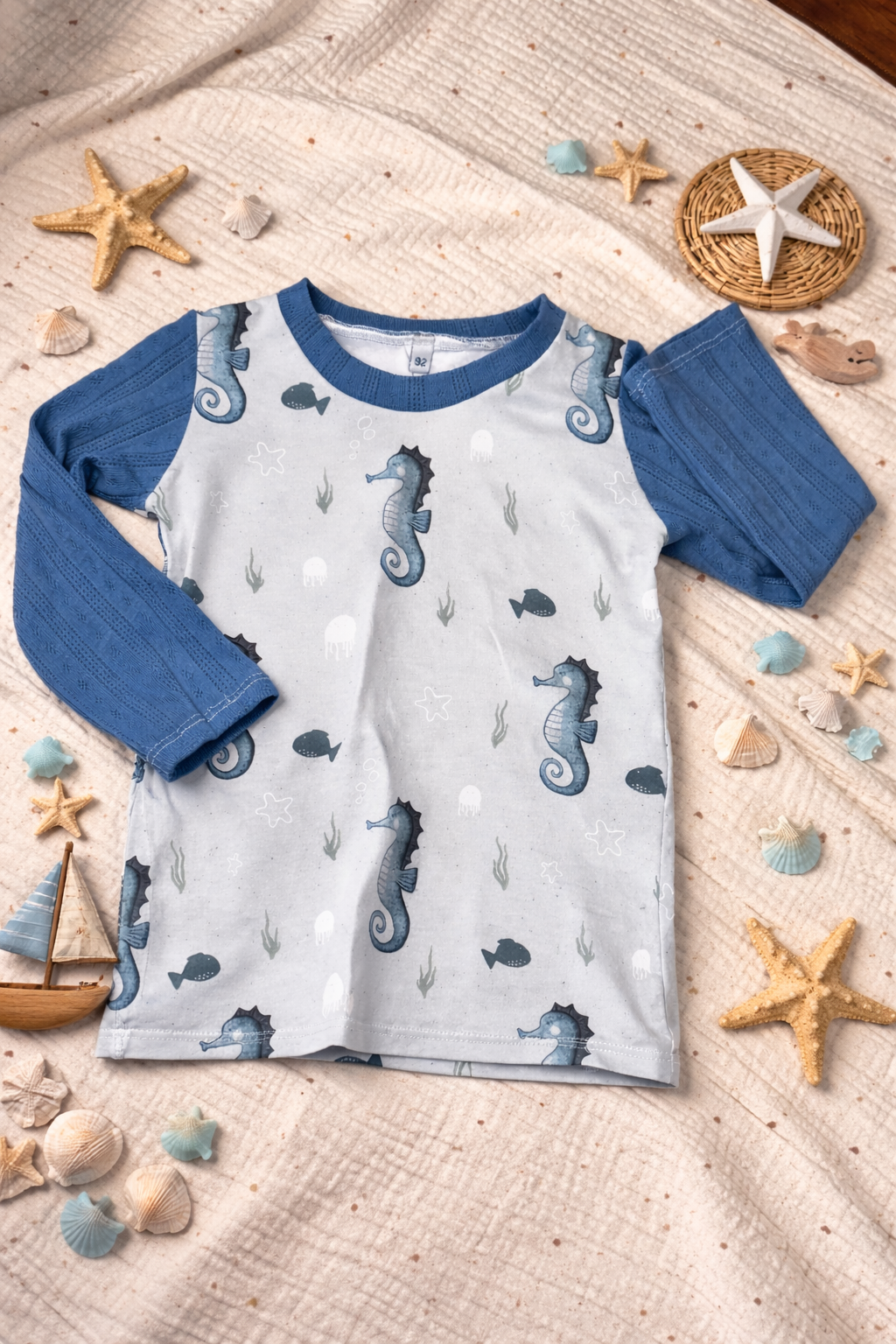 Langarmshirt Seepferdchen