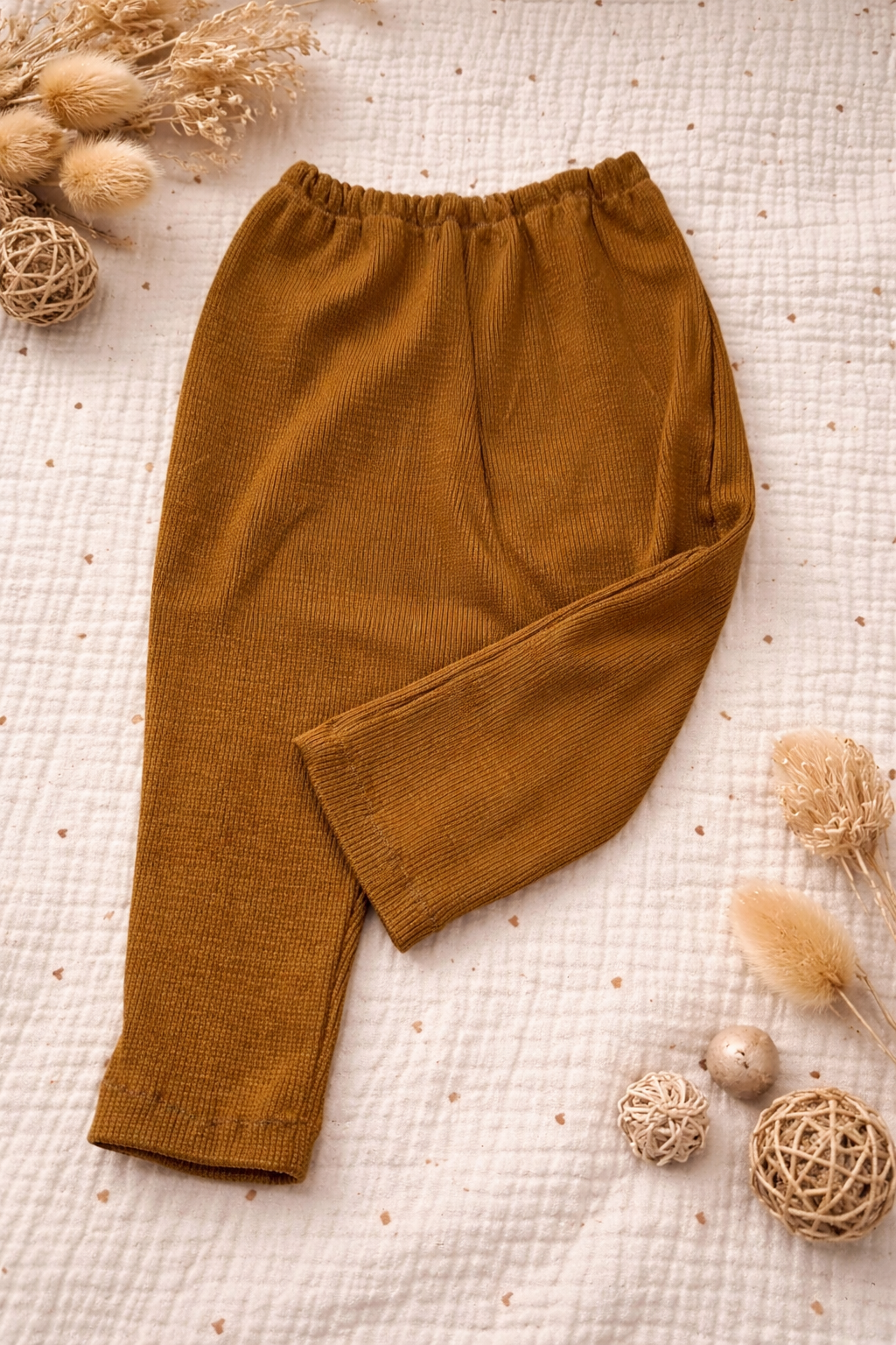 Leggings braun aus Rippjersey