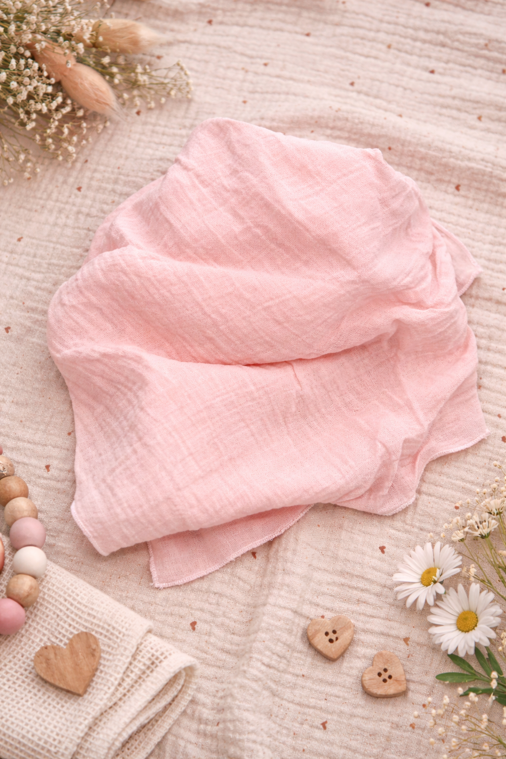 Bandana en mousseline rose clair