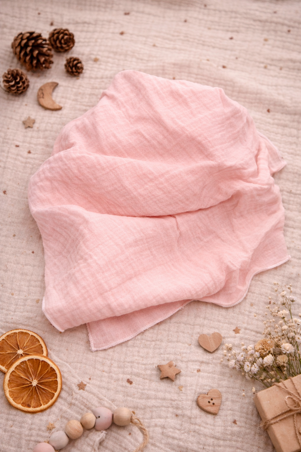 Bandana en mousseline rose clair