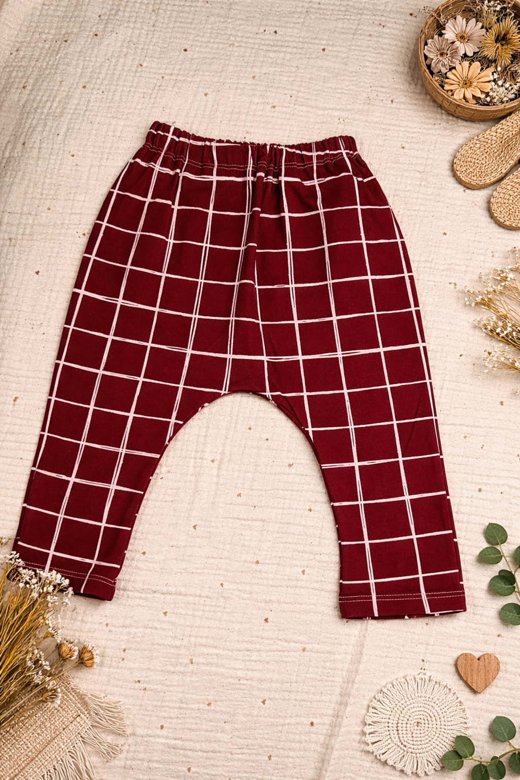 Legging carreaux bordeaux