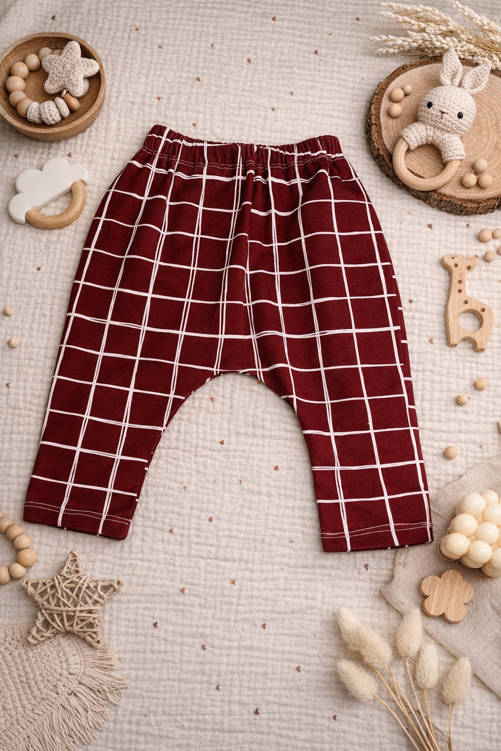 Legging carreaux bordeaux