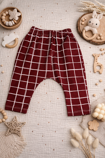 Legging carreaux bordeaux